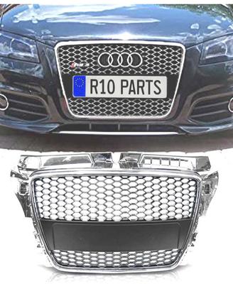 GRIGLIA AUDI A3 8P 8PA 08-12 LOOK RS CROMATO NERO