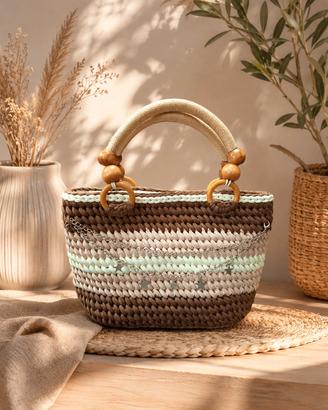 borsa fettuccia uncinetto marrone