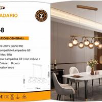 LAMPADARIO UNVERSO G9 A04-8 MODERNO CON 8 SFERE
