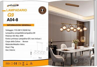 LAMPADARIO UNVERSO G9 A04-8 MODERNO CON 8 SFERE