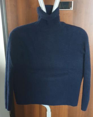 Maglione Dolcevita 100% Cashmere Blu