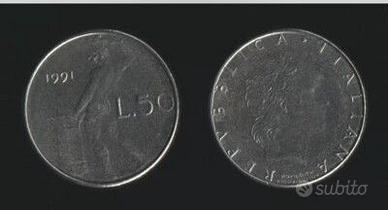 monete da 50 Lire piccole anni 91, 92, 93, 94 e 95