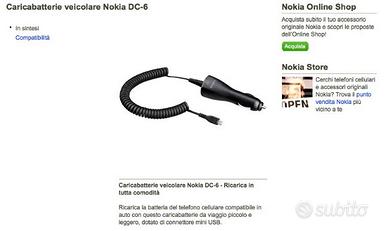 Nokia Caricabatterie veicolare DC-6