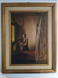 Coppia di grandi quadri da parete dipinti a mano