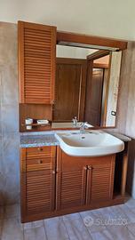 Mobile lavabo bagno in legno con specchio e luci