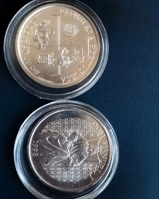 n 2 monete da 1000 escudos portoghese argento 1998
