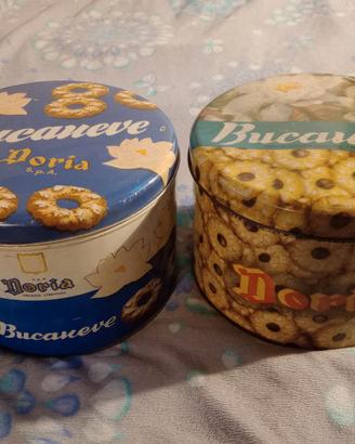 2 Scatola latta biscotti Doria bucaneve