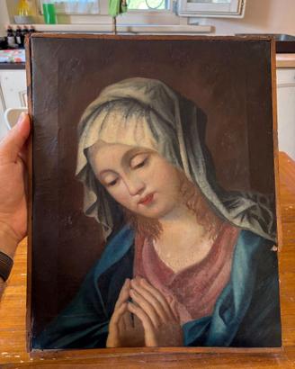 Quadro Madonna olio tela 30x38 telaio rotto