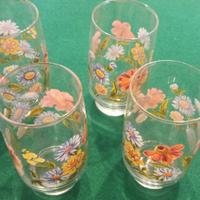 set 4 bicchieri con decorazioni floreali