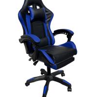 Sedia Gaming Con Poggia Piedi Blu/ Nero