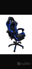 Sedia Gaming Con Poggia Piedi Blu/ Nero
