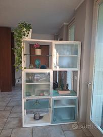 Moderna Credenza/Libreria Divisoria Laccata Bianca