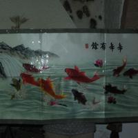 Pannello cinese ricamato in seta