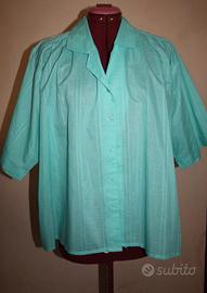 Camicetta classica manica corta rigata verde acqua