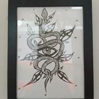 Quadro originale con serpente e occhio - China su 