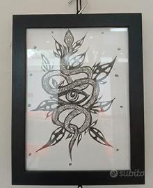 Quadro originale con serpente e occhio - China su 