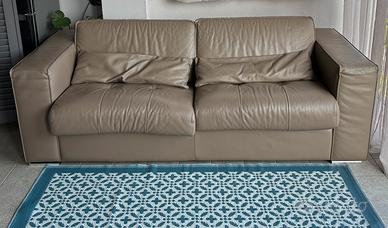 Divano Delta Salotti Pelle Pieno Fiore Tortora