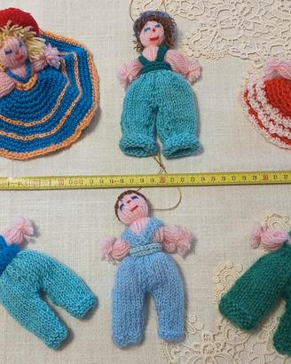 Set di 6 bamboline decorative realizzate a mano, p