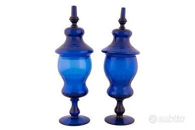 Coppia vasi vetro blu