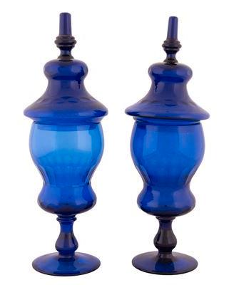 Coppia vasi vetro blu