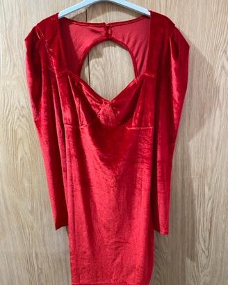 Abito corto in velluto rosso