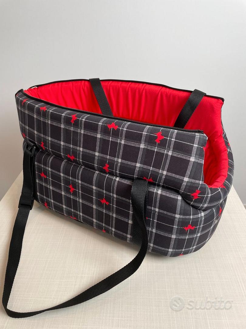 BORSA TRASPORTINO CANE bianco rosso per cani taglia piccola tracolla EUR  37,50 - PicClick IT