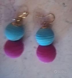 Orecchini azzurro e rosa