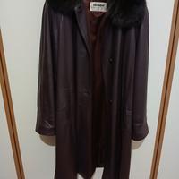 Cappotto di pelle da donna bordeaux