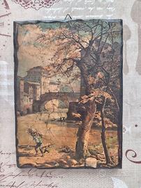 Stampa su legno "Sponda del Tevere alla Regola"