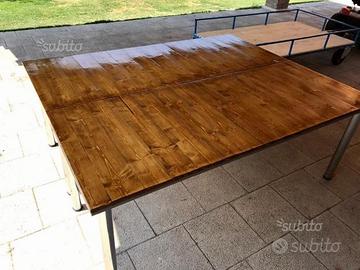 Tavoli in Legno d'Abete Fatti a Mano in Acciaio