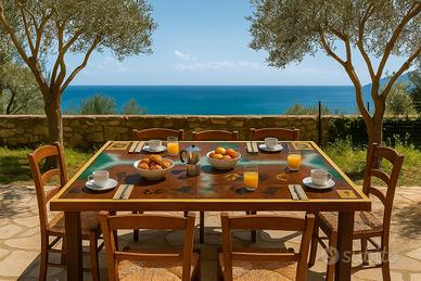 TAVOLO resina con mattonelle genovesi in cotto