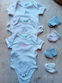 set body neonata "Blukids" 1/3 mesi+ calzini 