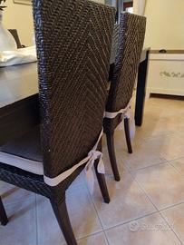 Sedie eleganti in bamboo e tek + cuscini
