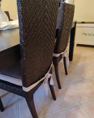 Sedie eleganti in bamboo e tek + cuscini