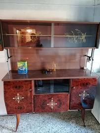Credenza in legno con vetrina anni 50