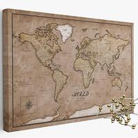 TELA MAPPA DEL MONDO CON PUNTINE ORO