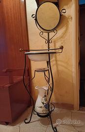 set toeletta con specchio catino e brocca 