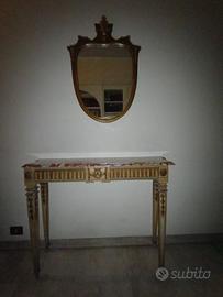 Consolle Luigi XVI con piano in marmo + specchio