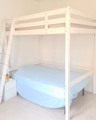 Letto castello - soppalco legno massello  bianco