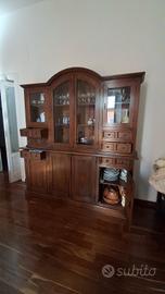 Credenza Cristalliera/Libreria legno massello Noce