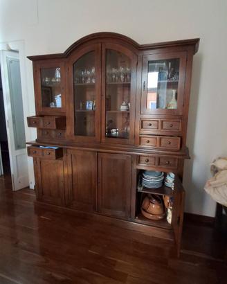 Credenza Cristalliera/Libreria legno massello Noce