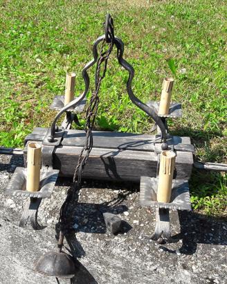 Lampadario in Ferro Battuto 6 Punti Luce Vintage