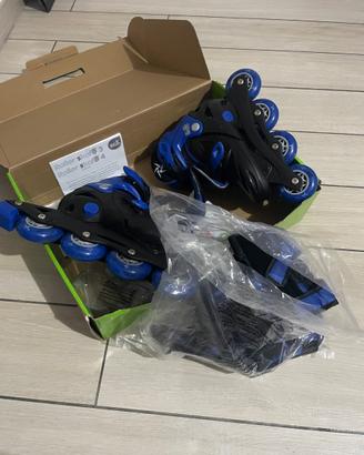 Pattini in linea 4 ruote blu- taglia 31-35 - sun&s