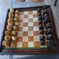 Scacchiera legno intarsiato