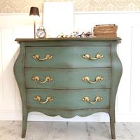 Comò  con cassetti colore verde schabby chic