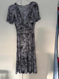 Vestito midi fantasia foglie elegante poliestere