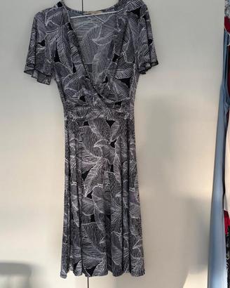Vestito midi fantasia foglie elegante poliestere