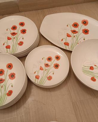 Servito in melamina papaveri
