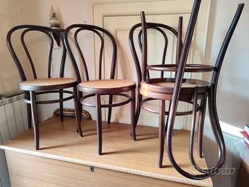 4 sedie thonet in faggio e paglia Vienna