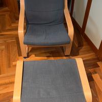 Poltrona e poggiapiedi, impiallacciato rovere